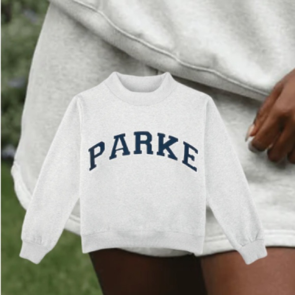 Parke Fleece Varsity Mockneck Sweatshirt Classic Grey + Navy Size XXL NWOT - Picture 11 of 13